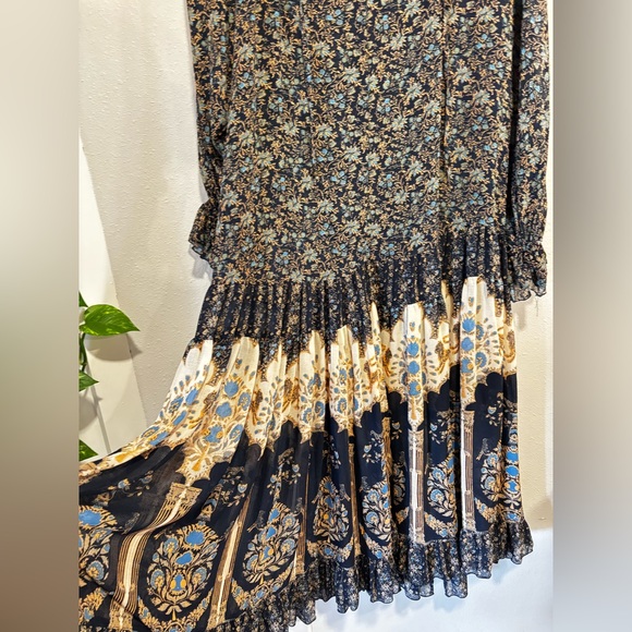 Free People Feeling Groovy Border Midi Dress – Dark Blue Boho Floral - Picture 3 of 8